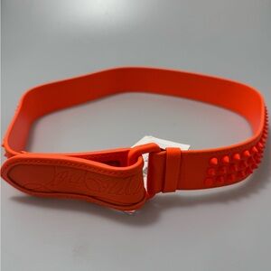 Christian Louboutin Loubi Spike Belt Orange Size 34”/85CM